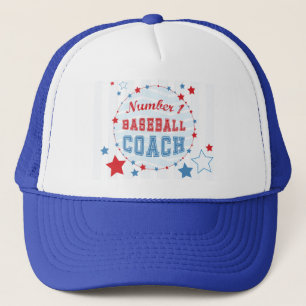 Danke Coach All-Stars Baseball, Red, Blue Stripes Truckerkappe