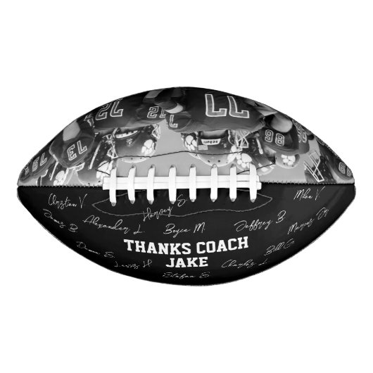 Danke Coach Alle Spieler Namen b&w Foto unterzeich Football (Vorderseite)