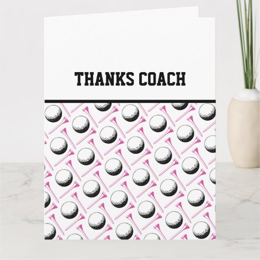 DANKE COACH Ladys Golf Team Pink Schwarz-weiß Karte (Vorderseite)