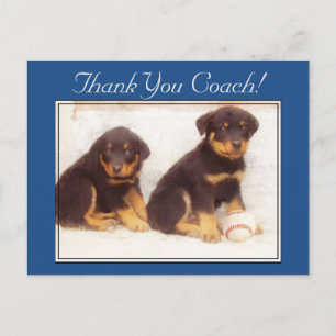 Danke Coach Rottweiler Welpen Postkarte