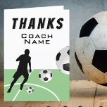Danke Coach Soccer Player Fußball Balls<br><div class="desc">Vielen Dank Coach Fußball Player Fußball Balls danke Ihnen Karte. Schwarzer Fußballspieler in Action-Silhouette,  die Fußball-Bälle auf dem Spielplatz. Vielen Dank für Ihre Karte für einen Fußballtrainer,  Mama,  Papa,  Kindersporttrainer, ...  Vielen Dank für Ihren Sporttrainer.</div>