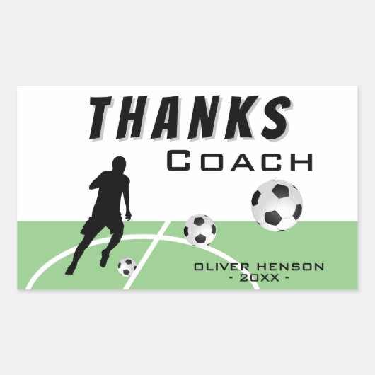 Danke Coach Soccer Player Vielen Dank Rechteckiger Aufkleber (Vorderseite)