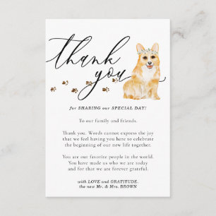 Danke Corgi Welpe Hund Hochzeit Begleitkarte