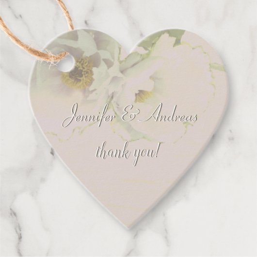 "Danke!" Couple's Names Wedding Mauve Peony Geschenkanhänger (Vorderseite)