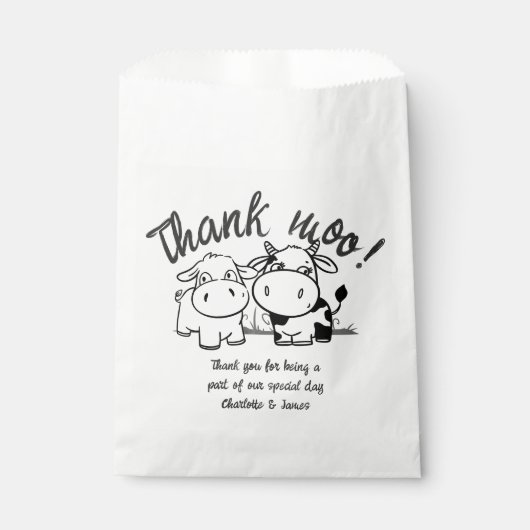 Danke, Cow Themed Wedding Geschenktütchen (Vorderseite)