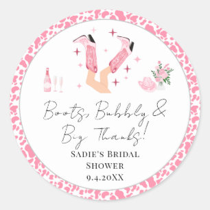 Danke Cowboy Boots & Bubbly Brautparty Runder Aufkleber