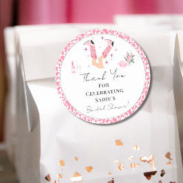 Danke Cowboy Boots & Bubbly Brautparty Runder Aufkleber