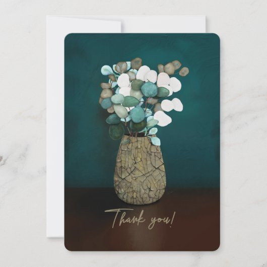 Danke! Crackle Vase Silver Dollar Blume Dankeskarte (Vorderseite)