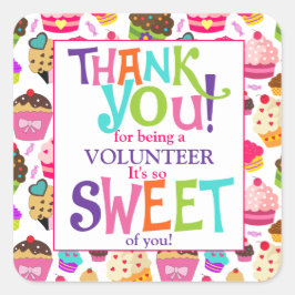 Danke, Cupcake Volunteer Quadratischer Aufkleber