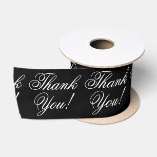 Danke Cursive Schwarz und Weiß Satinband