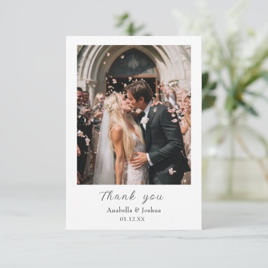 Danke, Custom Foto Wedding Card Dankeskarte (Stehend Vorderseite)