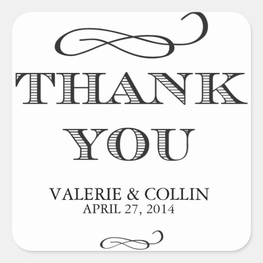 Danke, Custom Wedding Stickers (Vorderseite)