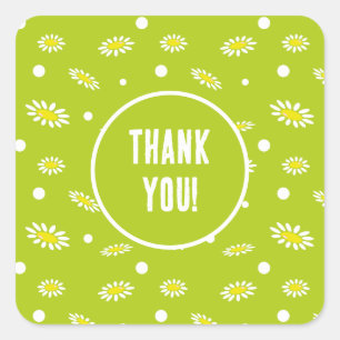 Danke Daisy Blumen Frühlingsparty-Geschenk Quadratischer Aufkleber