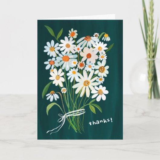 DANKE Daisy-Sträußchen handgemalt mit Gouache Karte (Vorderseite)