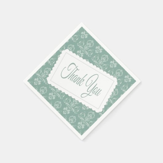 Danke Damask Pattern Blue, Green Aquamarin Napkins Serviette (Ecke)