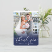 DANKE DANK Foto elegante Kalligraphie Marine (Stehend Vorderseite)