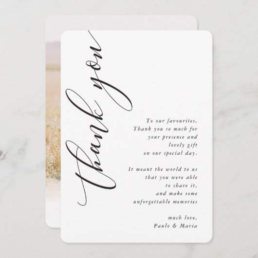 DANKE DANK IHNEN Foto moderne Seitenkalligraphie Einladung (Vorne/Hinten)