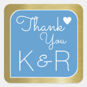 Danke / danke, blau quadratischer aufkleber (Vorderseite)