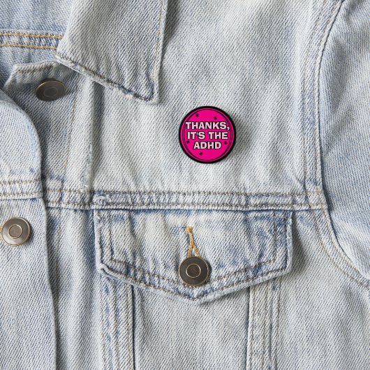 Danke das ADHD Girly Hot Pink Retro Slogan Button (Beispiel)