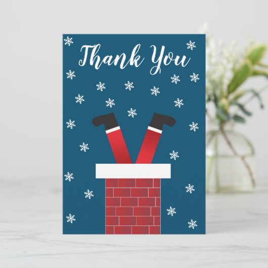 Danke, dass der Weihnachtsmann in einem Rot-Blau d Dankeskarte (Stehend Vorderseite)