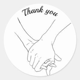 Danke, dass die schwarze Linie die Hände zeichne Runder Aufkleber