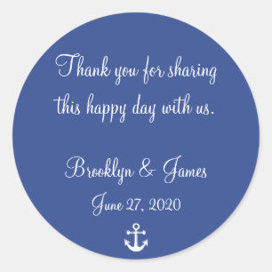 Danke, dass du blaue Nautic Wedding Stickers