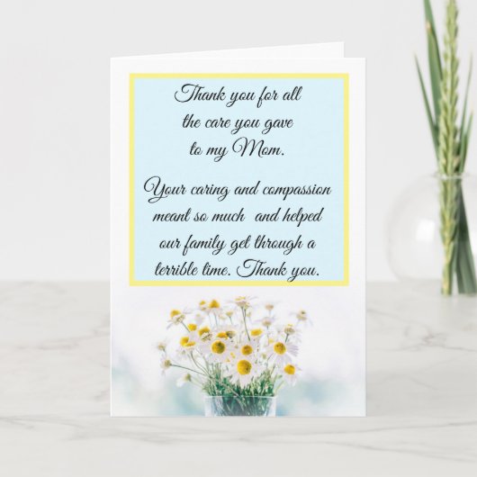 Danke, dass du dich um meine Mama Nurse gekümmert  Karte (Vorderseite)