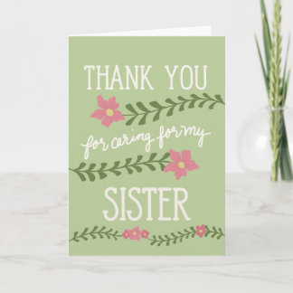 Danke, dass du dich um meine Schwester gekümmert h Karte