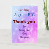 Danke, dass du dich um meine Tochterkarte kümmert Dankeskarte (Vorderseite)