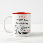 Danke, dass du die Frau meiner Träume großgezogen Zweifarbige Tasse (Links)