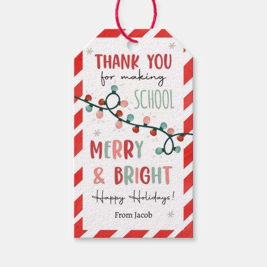 Danke, dass du die Schule fröhlich und hell gemach Geschenkanhänger (Vorderseite)