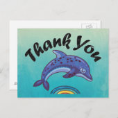 Danke, dass du Dolphin über farbiges Wasser spring Postkarte (Vorne/Hinten)