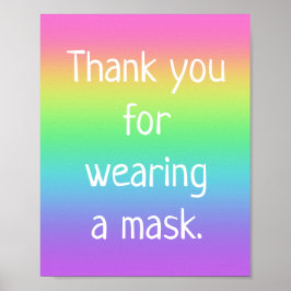 Danke, dass du ein Maske-Regenbogenposter getragen Poster