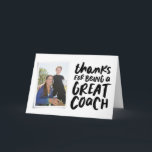 Danke, dass du ein toller Coach ein Foto bist Karte<br><div class="desc">Vielen Dank an einen tollen Coach mit dieser Fotokarte in Schwarz und Weiß. Personalisieren Sie es auch mit Ihrem eigenen Insider-Text und lassen Sie es vom gesamten Team unterschreiben. Dieser Coach Dankeschön-Karte ist ein großartiger Weg, um Ihre Wertschätzung für jede Sportsaison und Sportler jung und alt zu zeigen!</div>