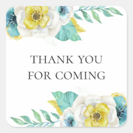 Danke, dass du gekommen bist! Blaue und gelbe Baby Quadratischer Aufkleber