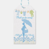 Danke, dass du gekommen bist! Blue Silhouette Baby Geschenkanhänger (Rückseite)