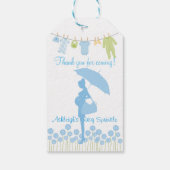 Danke, dass du gekommen bist Blue Silhouette Baby  Geschenkanhänger (Rückseite)