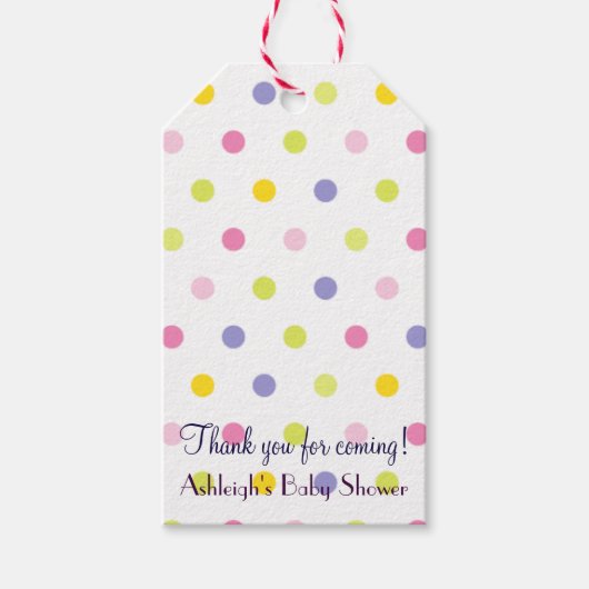 Danke, dass du gekommen bist! Pastel Polka Dot Bab Geschenkanhänger (Vorderseite)