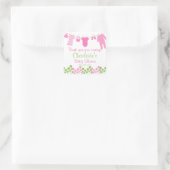 Danke, dass du gekommen bist! Pink Clothesline Bab Quadratischer Aufkleber (Tasche)