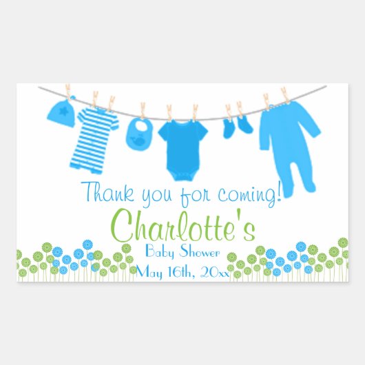 Danke, dass du gekommen bist! Wäscheleine Babydusc Rechteckiger Aufkleber (Vorderseite)