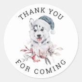 Danke, dass du gekommen bist! Winter-Hundeschauer Runder Aufkleber (Vorderseite)