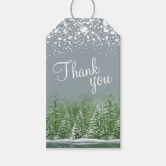 Danke, dass du grüne graue Pinienbäume geschrieben Geschenkanhänger (Vorderseite)