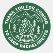 Danke, dass du im Camp Bachelorette ankommst Runder Aufkleber (Vorderseite)