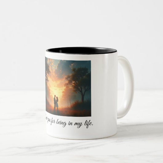 Danke, dass du in meinem Leben bist Zweifarbige Tasse (VorderseiteRechts)