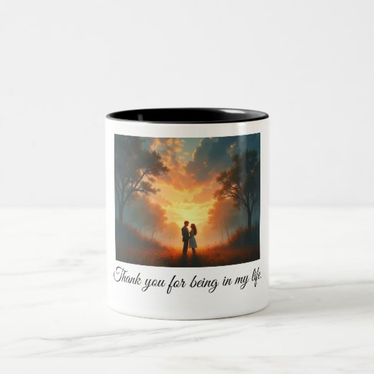 Danke, dass du in meinem Leben bist Zweifarbige Tasse (Mittel)
