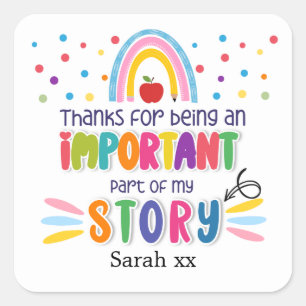 Danke, dass du in My Story bist   Button Quadratischer Aufkleber