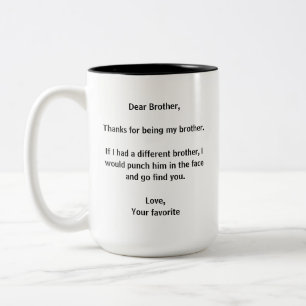 Danke, dass du mein Bruder Funny Sibling bist Zweifarbige Tasse