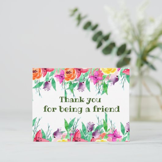 Danke, dass du mein Freund für Blumendesign bist Postkarte (Stehend Vorderseite)
