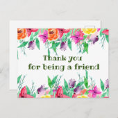 Danke, dass du mein Freund für Blumendesign bist Postkarte (Vorne/Hinten)
