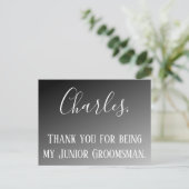 Danke, dass du mein Junior-Trauzeuge bist Postkarte (Stehend Vorderseite)